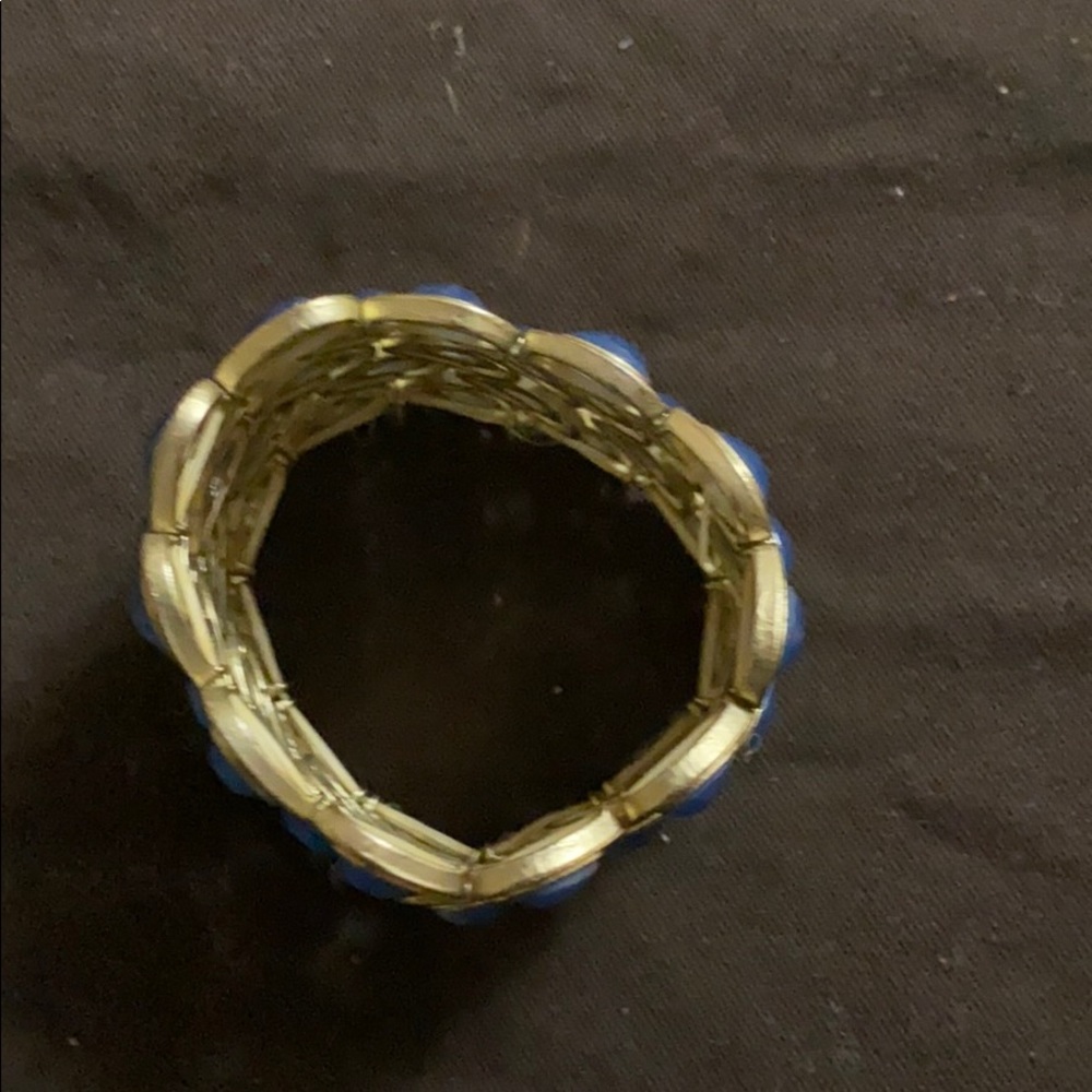 Blue & Gold Cuff Bracelet / Orange & Gold